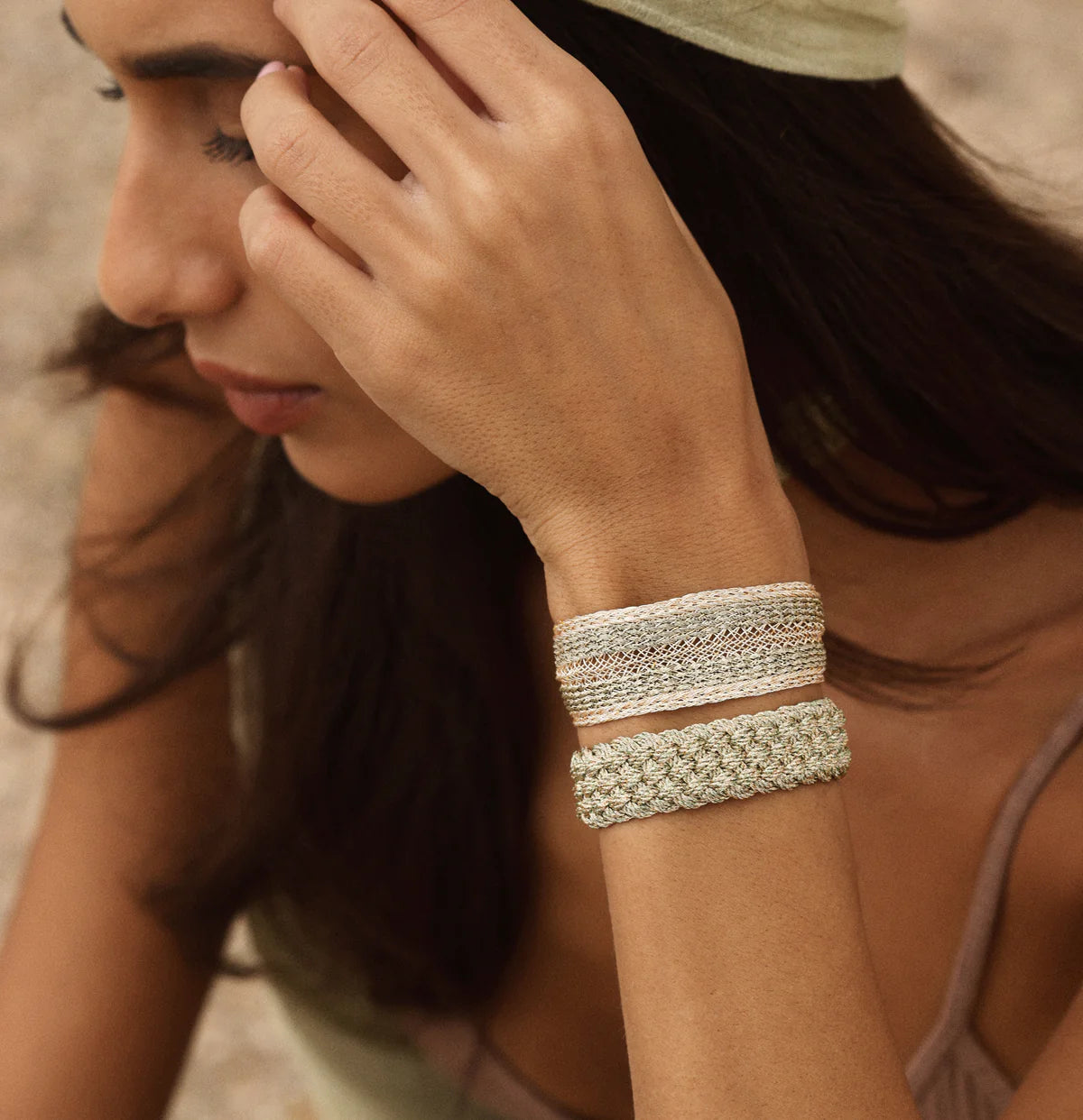 Bracelet Maxi Yula N°3 Peach & Silver Moss (BYP)