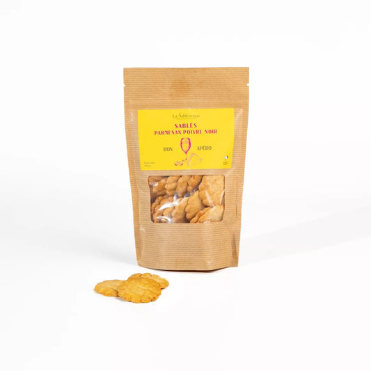 Sablés Salés Parmesan AOP et Poivre Noir doypack 105g