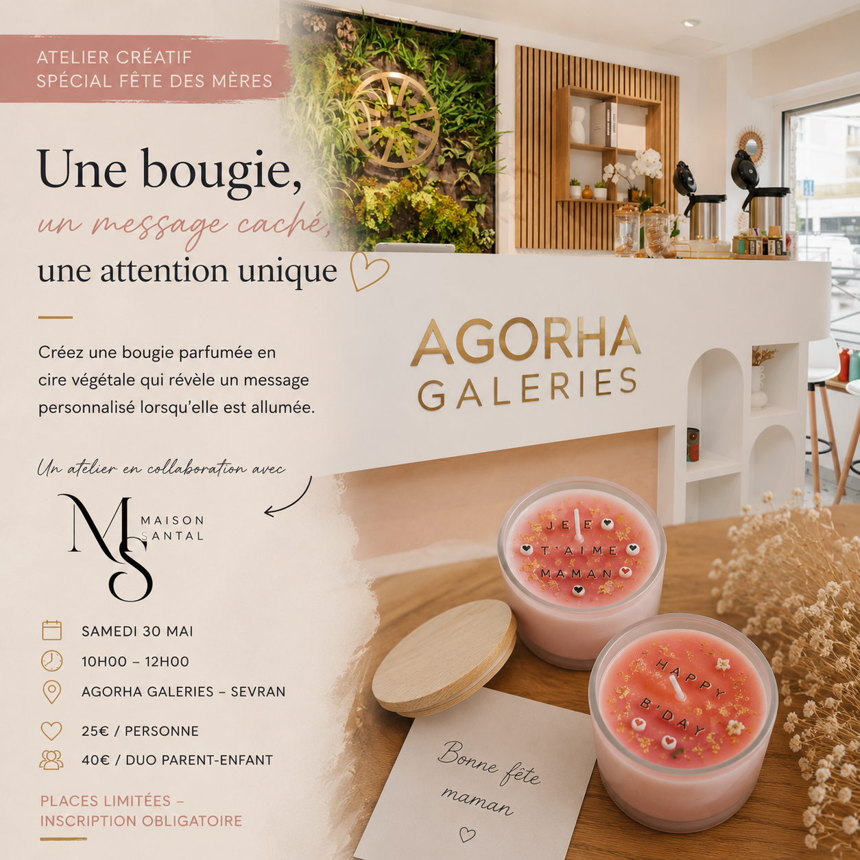 Atelier Bougie Parfumée à Message Caché – Spécial Fête des Mères💛