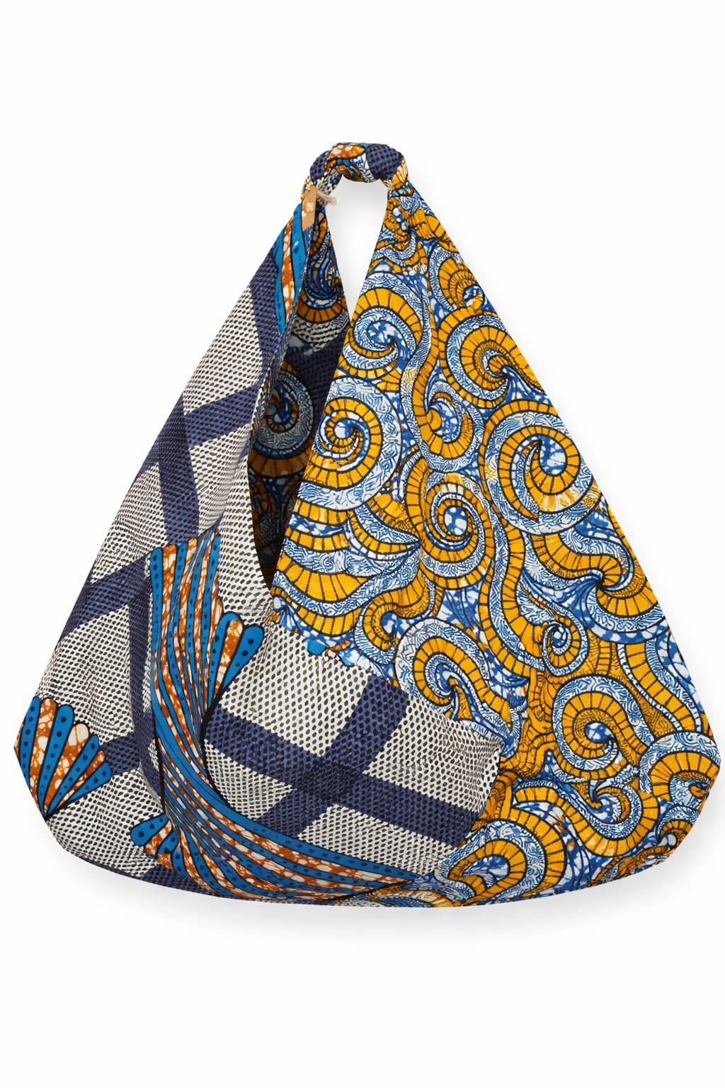 Sac Origami Wax Spirale Bleu Jaune Gris