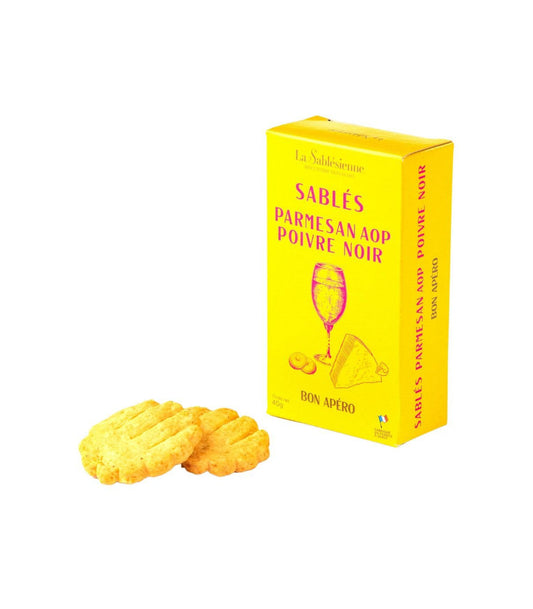 Sablés Salés Parmesan AOP et Poivre Noir en étui 40g