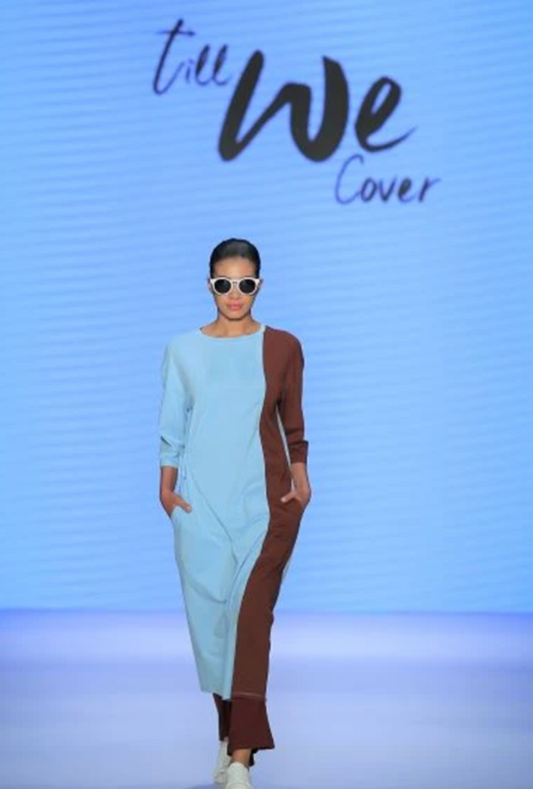 Panel Dress Blue/Brown