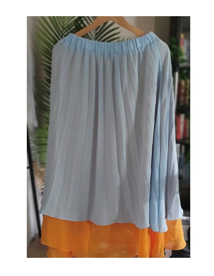 Jupe Plissée – Bleu-Orange