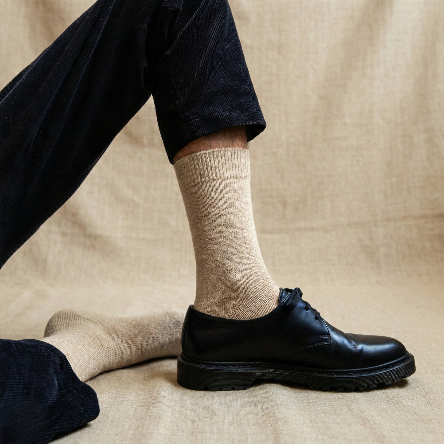 Chaussettes KLUE en Laine Mérinos Plain Beige