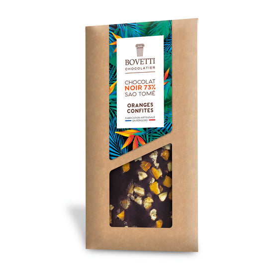 Tablette Chocolat Noir 73% Soa Tome Oranges Confites