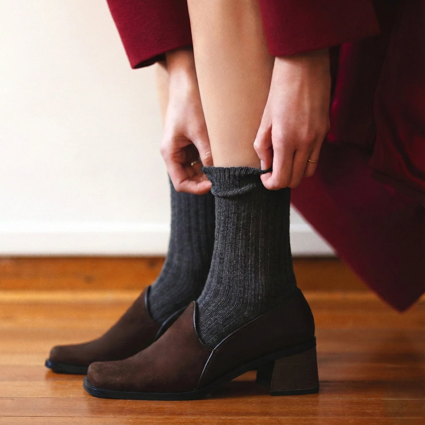 Chaussettes DUST STAR en soie et laine Anthracite