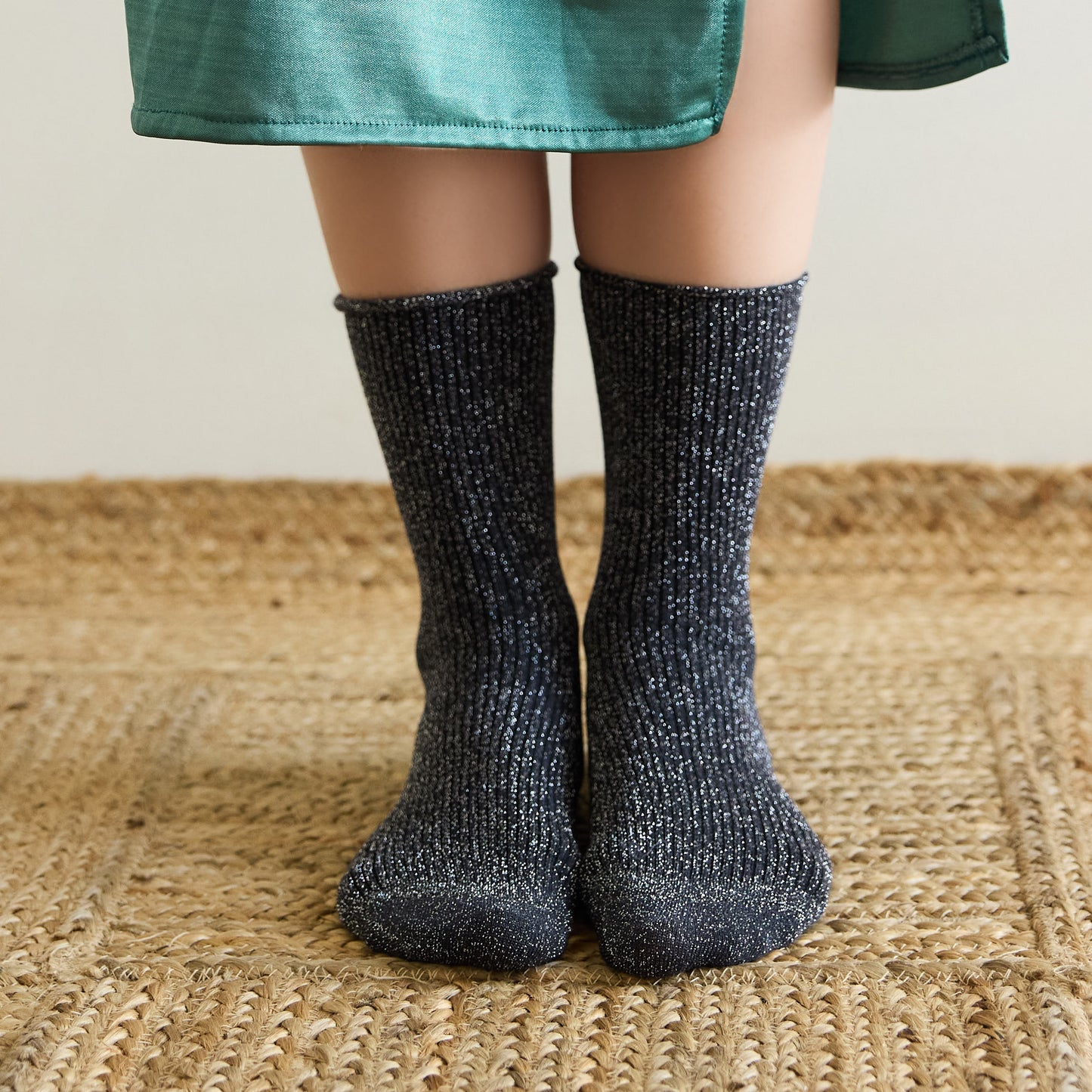 Chaussettes Lurex paillettes Grises anthracites