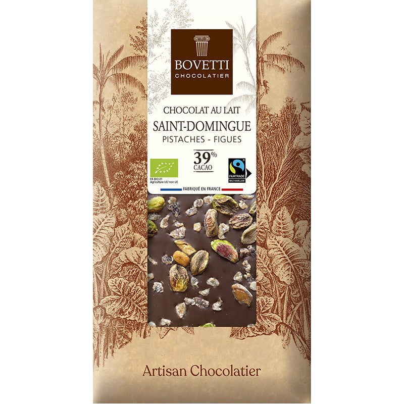 Tablette Chocolat au lait Saint Domingue Pistaches et Figues
