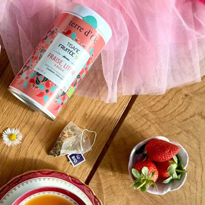 Fraise litchi & basilic Tisane fruitée bio
