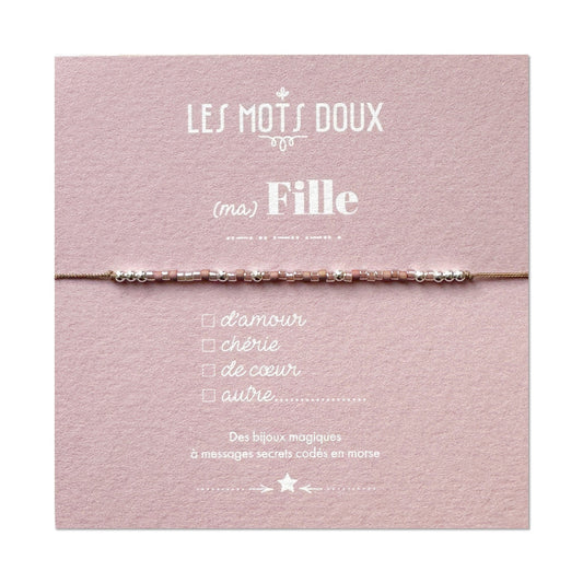 Bracelet famille ma fille taupe or