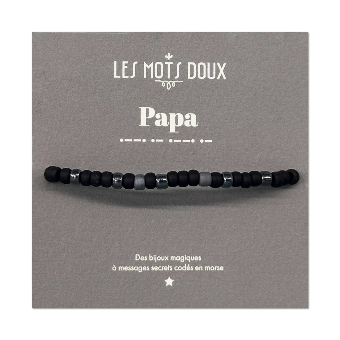 Bracelet Homme Code Morse : Papa - Noir/Argent
