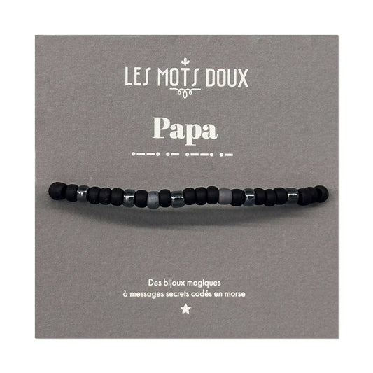 Bracelet Homme Code Morse : Papa - Noir/Argent