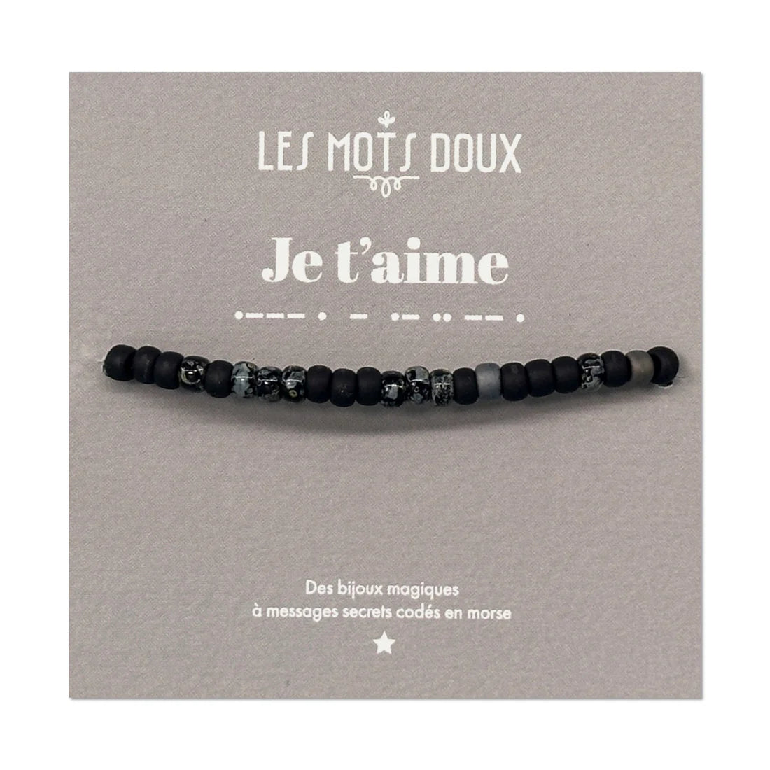 Bracelet Homme Code Morse : Je t'aime - Noir/Argent