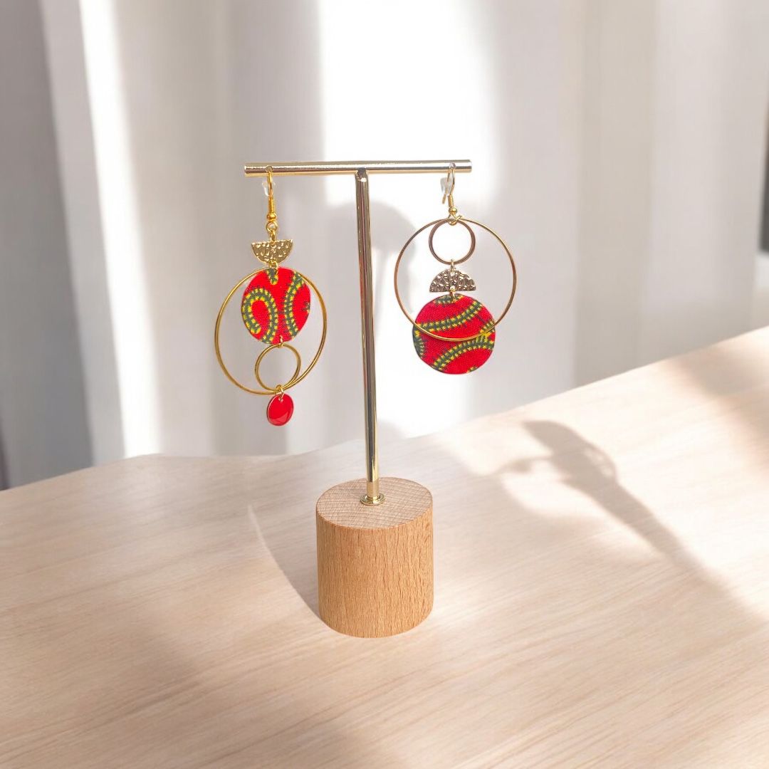 Boucles d’Oreilles Asymétriques – Laiton & Acier Inoxydable, Finitions Wax