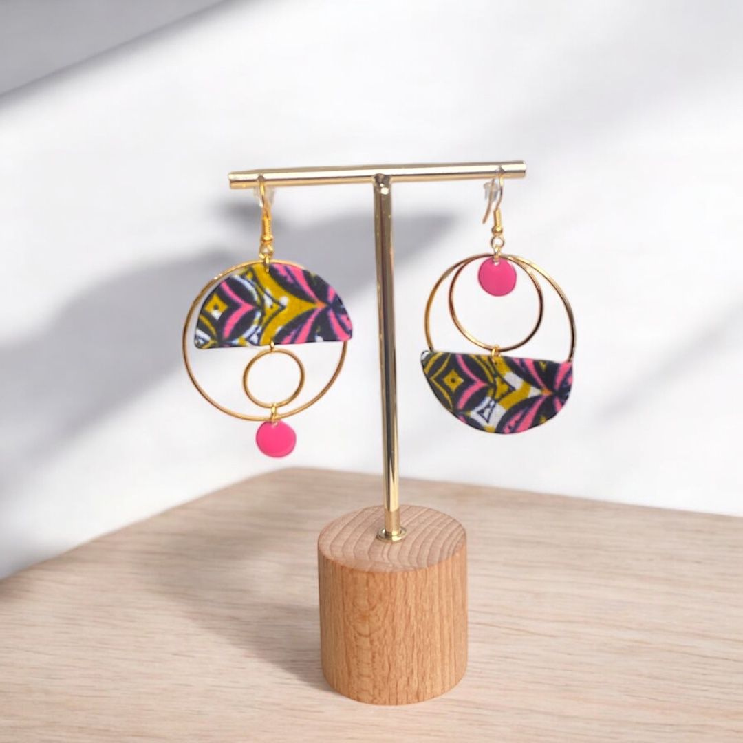 Boucles d’Oreilles Asymétriques – Laiton & Acier Inoxydable, Finitions Wax