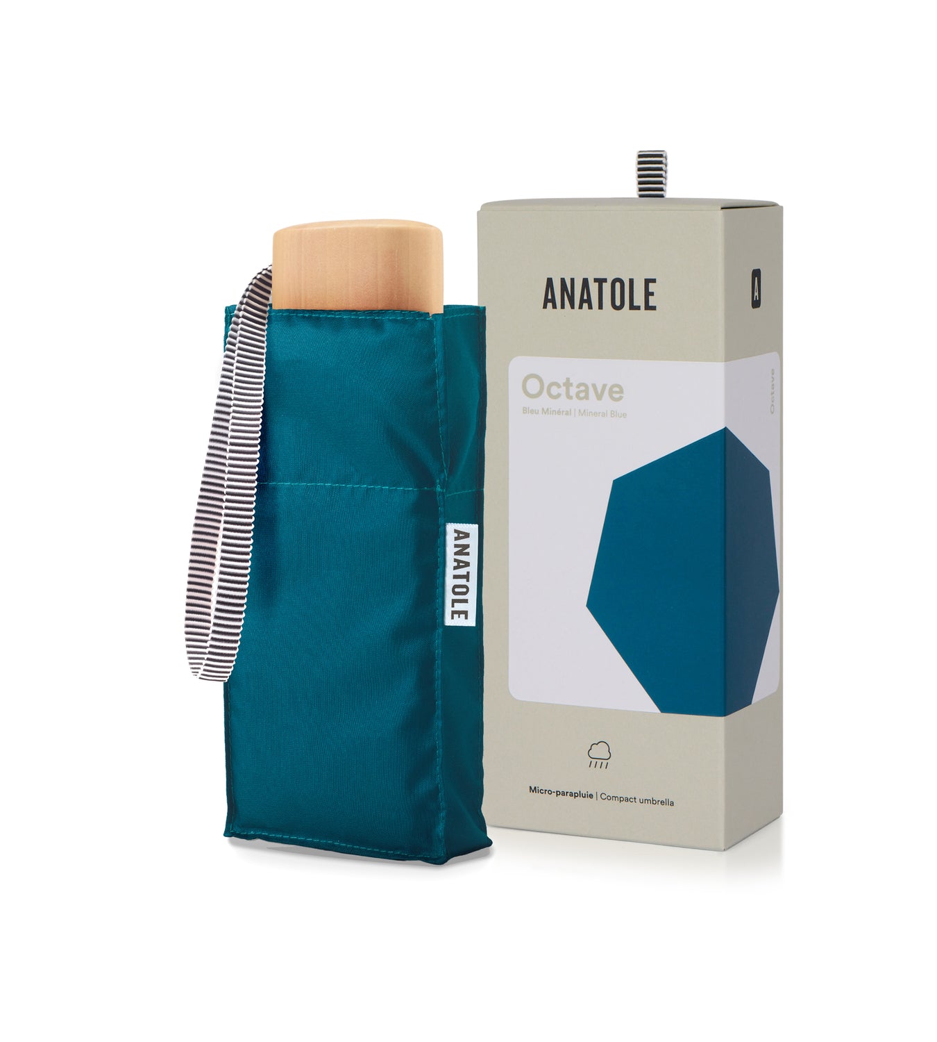 Mini parapluie micro et solide bleu minéral OCTAVE