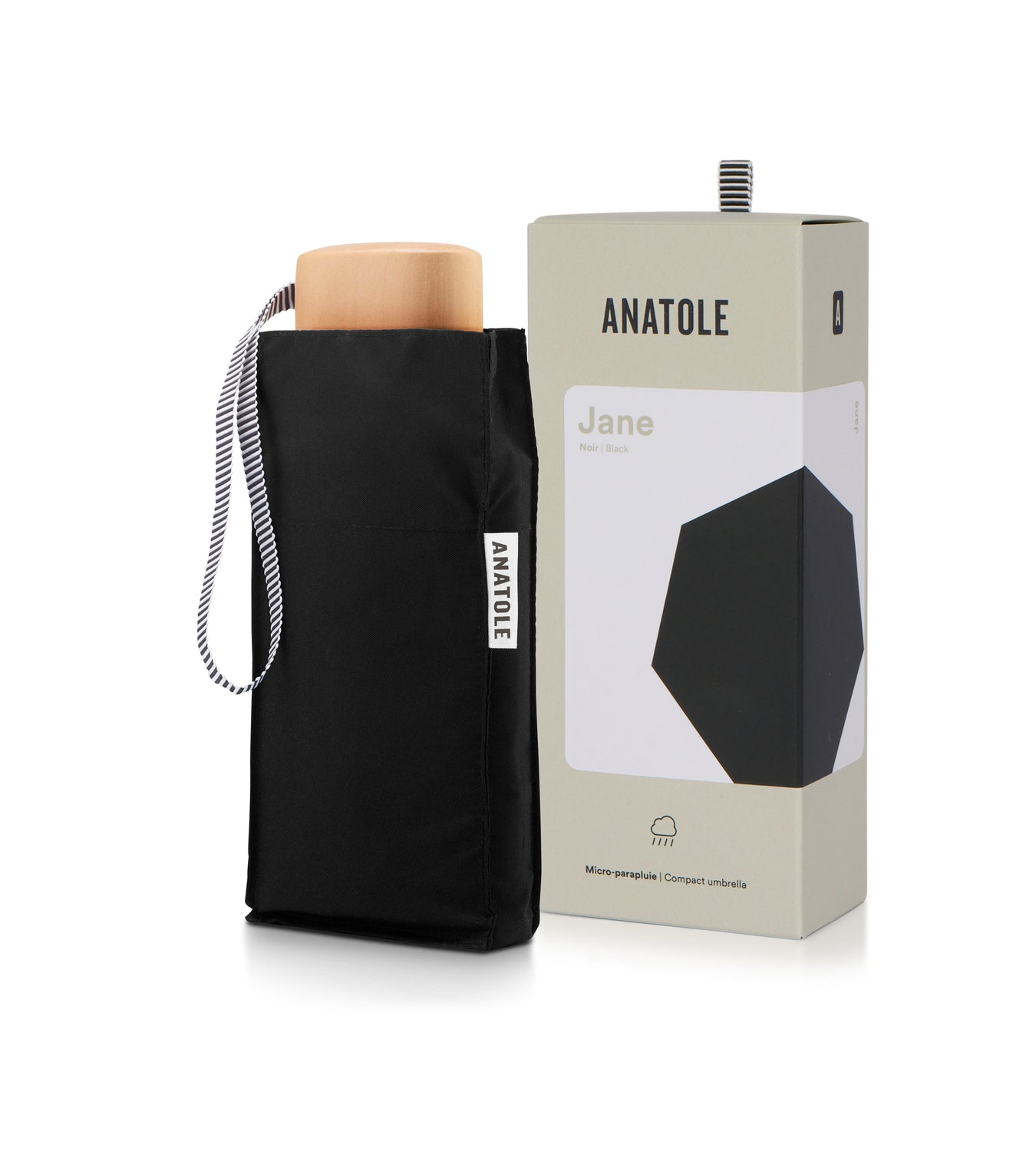 Mini parapluie micro et solide noir JANE