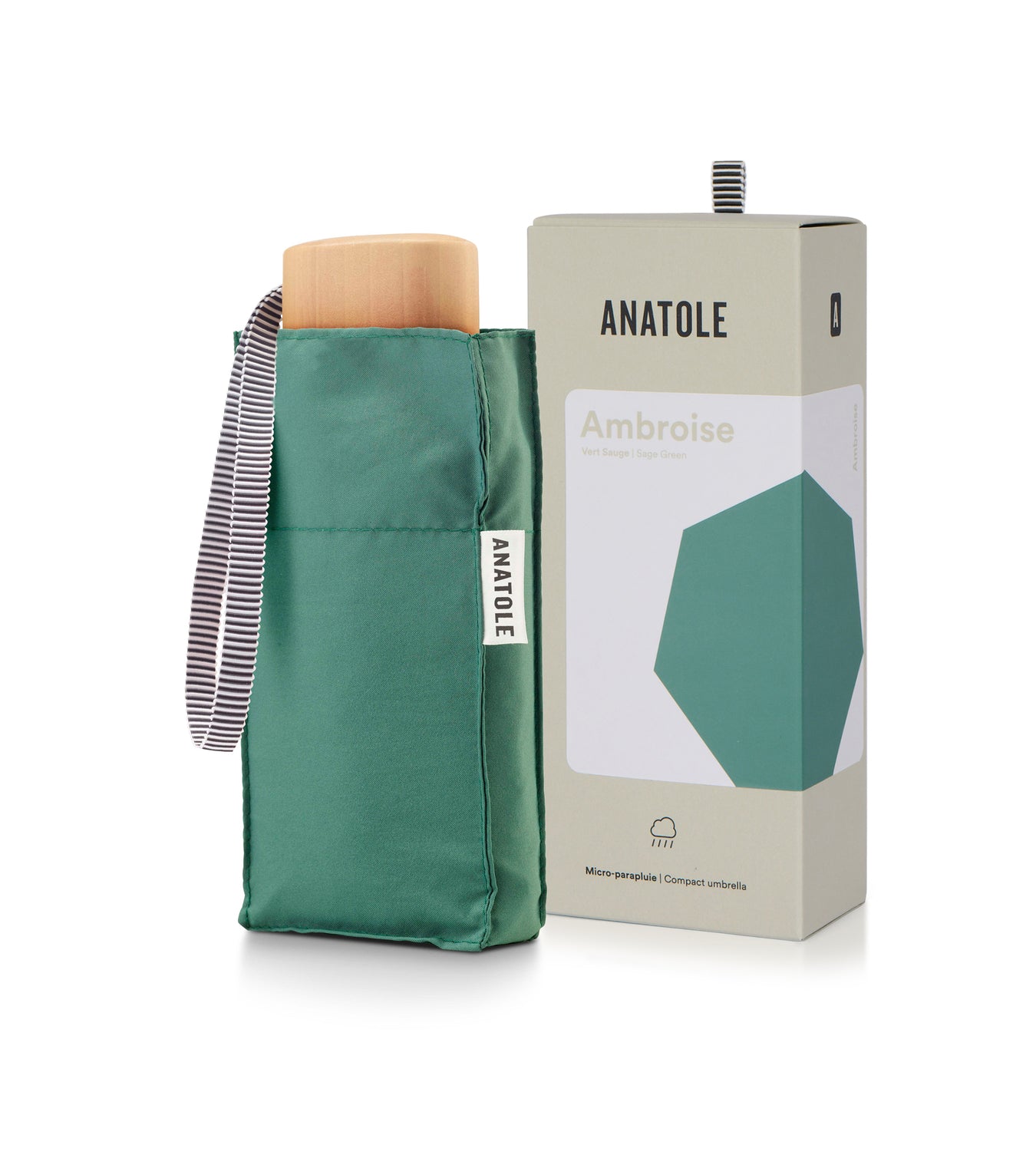 Mini parapluie micro et soldie vert sauge AMBROISE