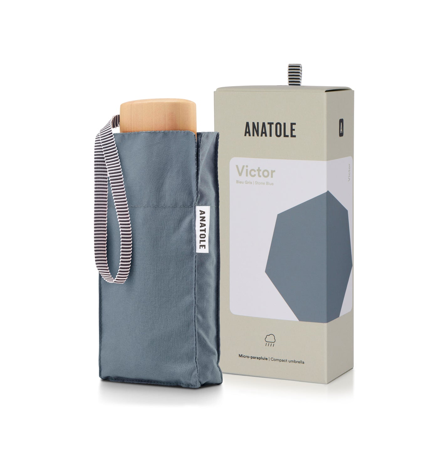 Mini parapluie micro et solide bleu gris VICTOR