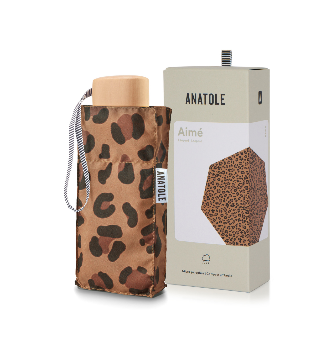 Mini parapluie micro et solide léopard AIMÉ