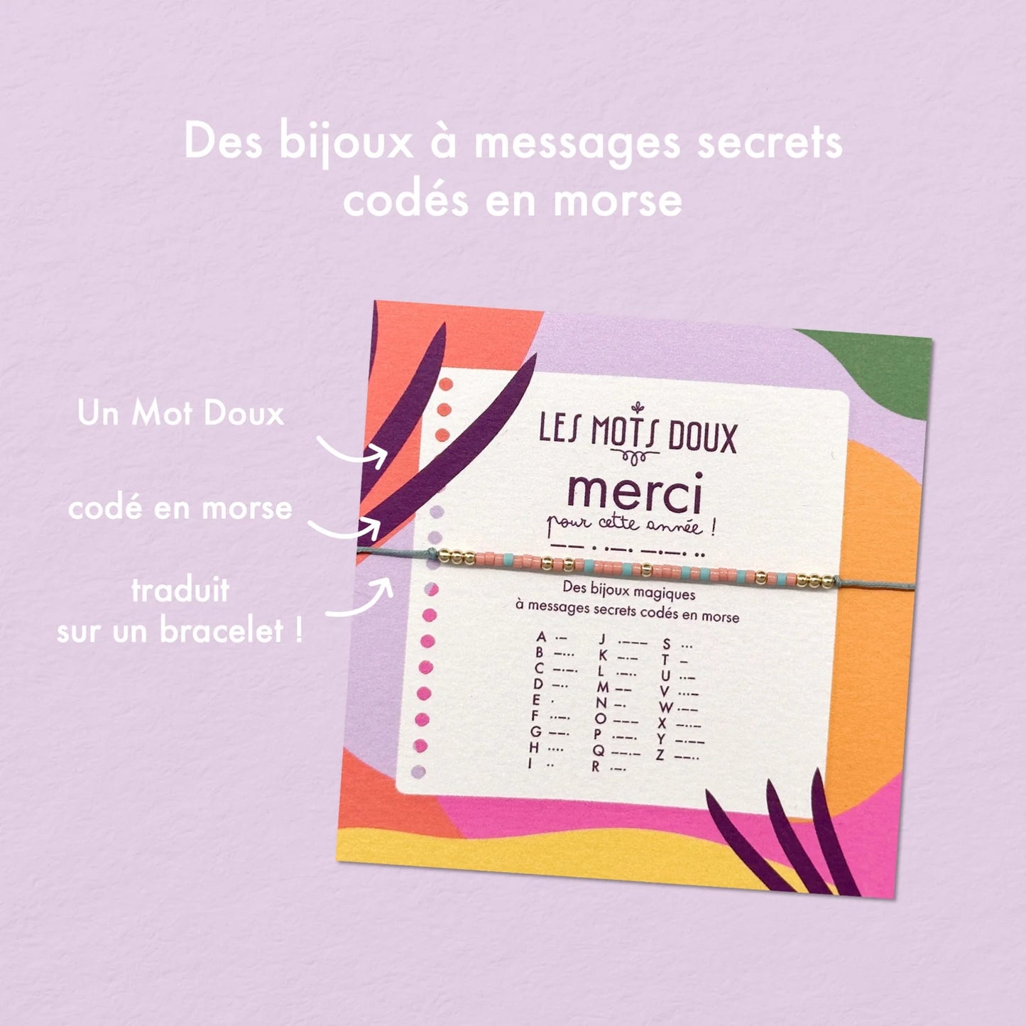 Bracelet morse Merci pour cette Année rose et bleu