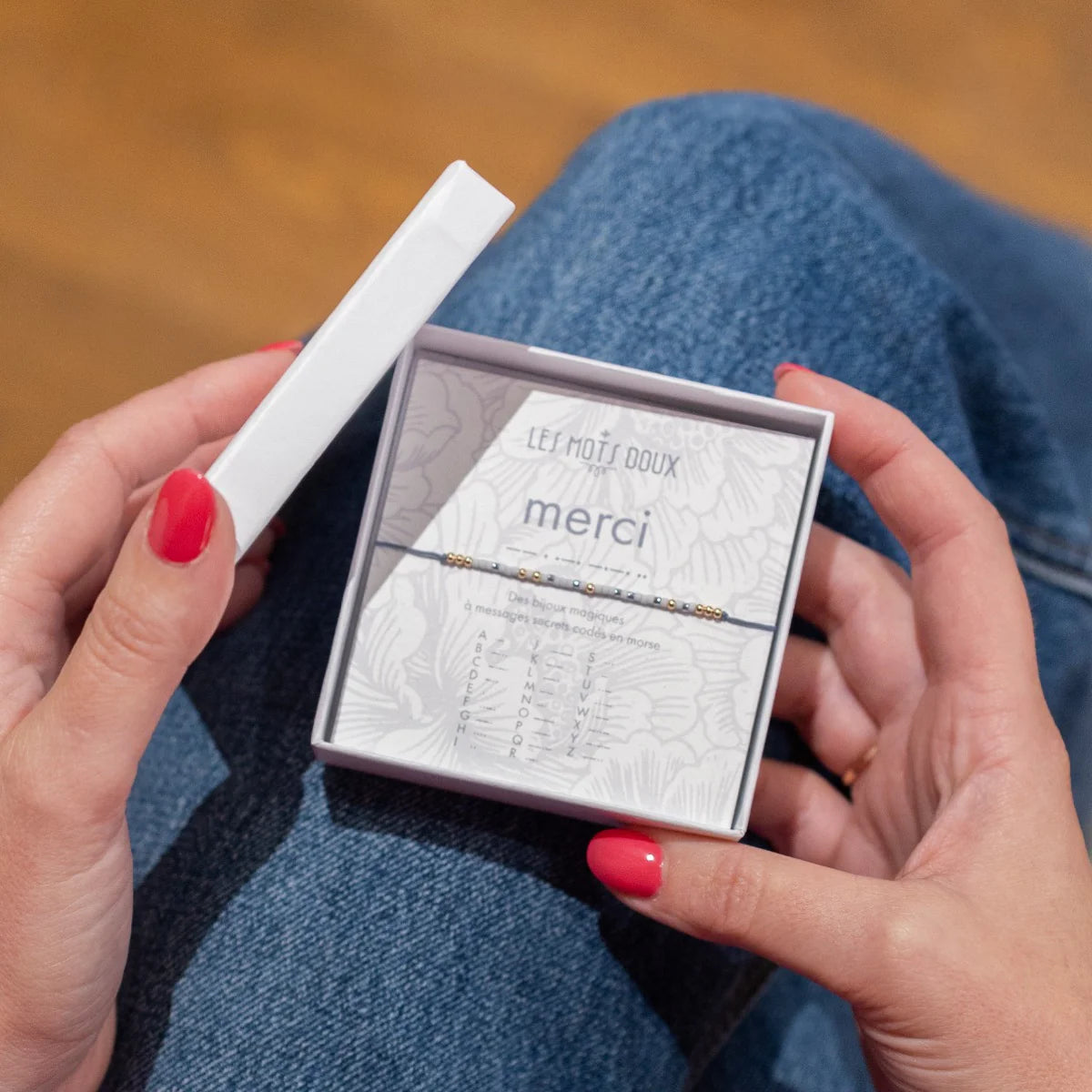 Bracelet Code Morse : Merci Bleu