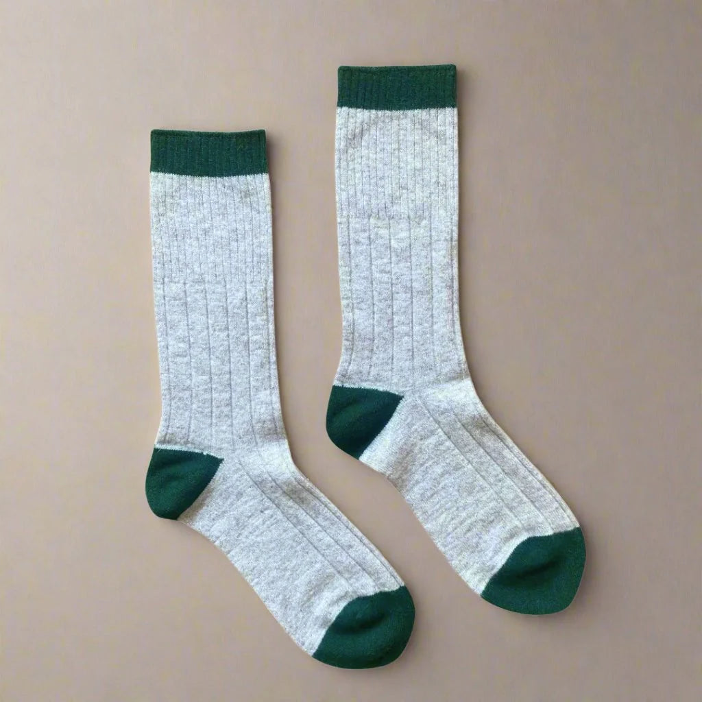 Chaussettes KLUE en Laine Mérinos Sables et vertes