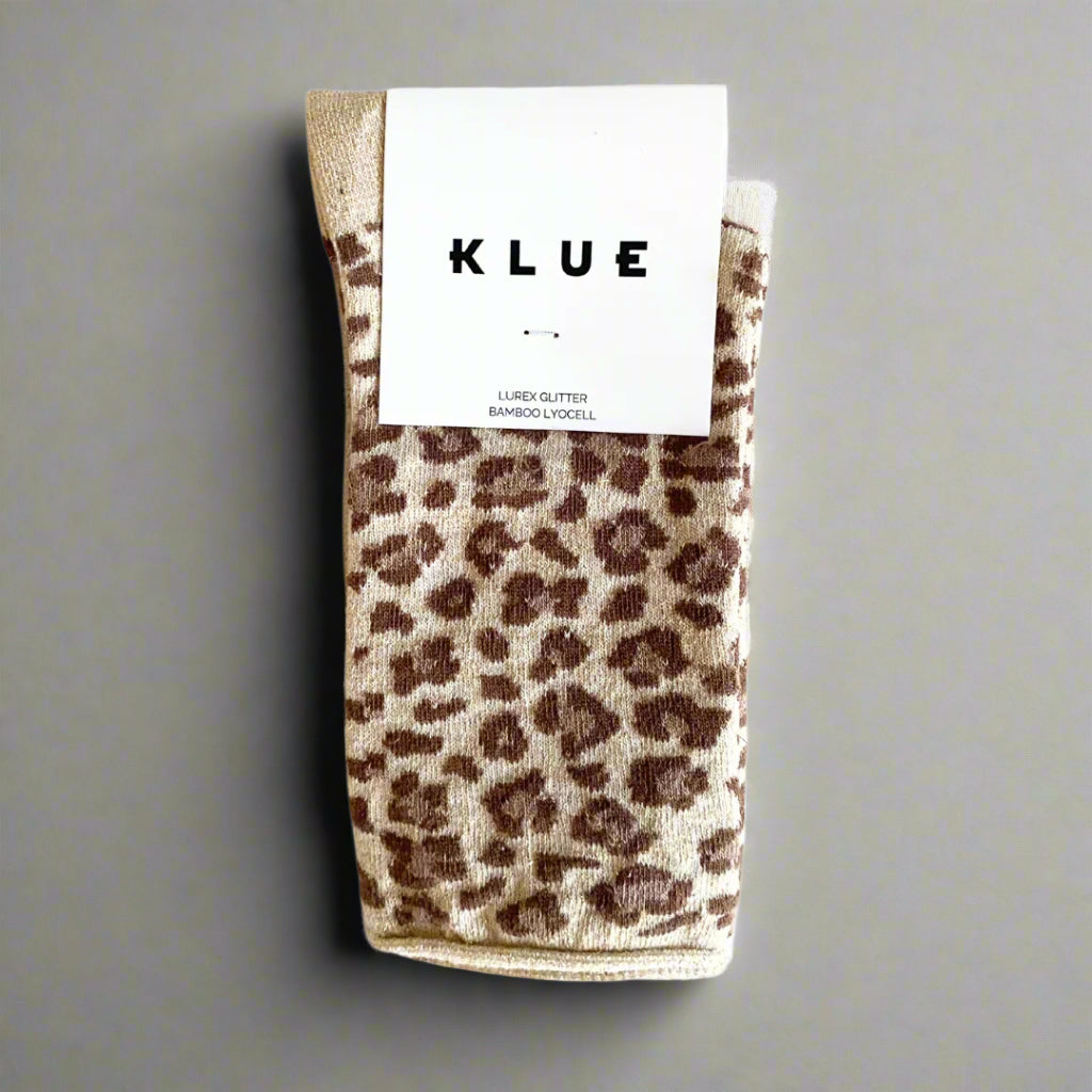 Chaussettes KLUE Lurex Léopard Beige