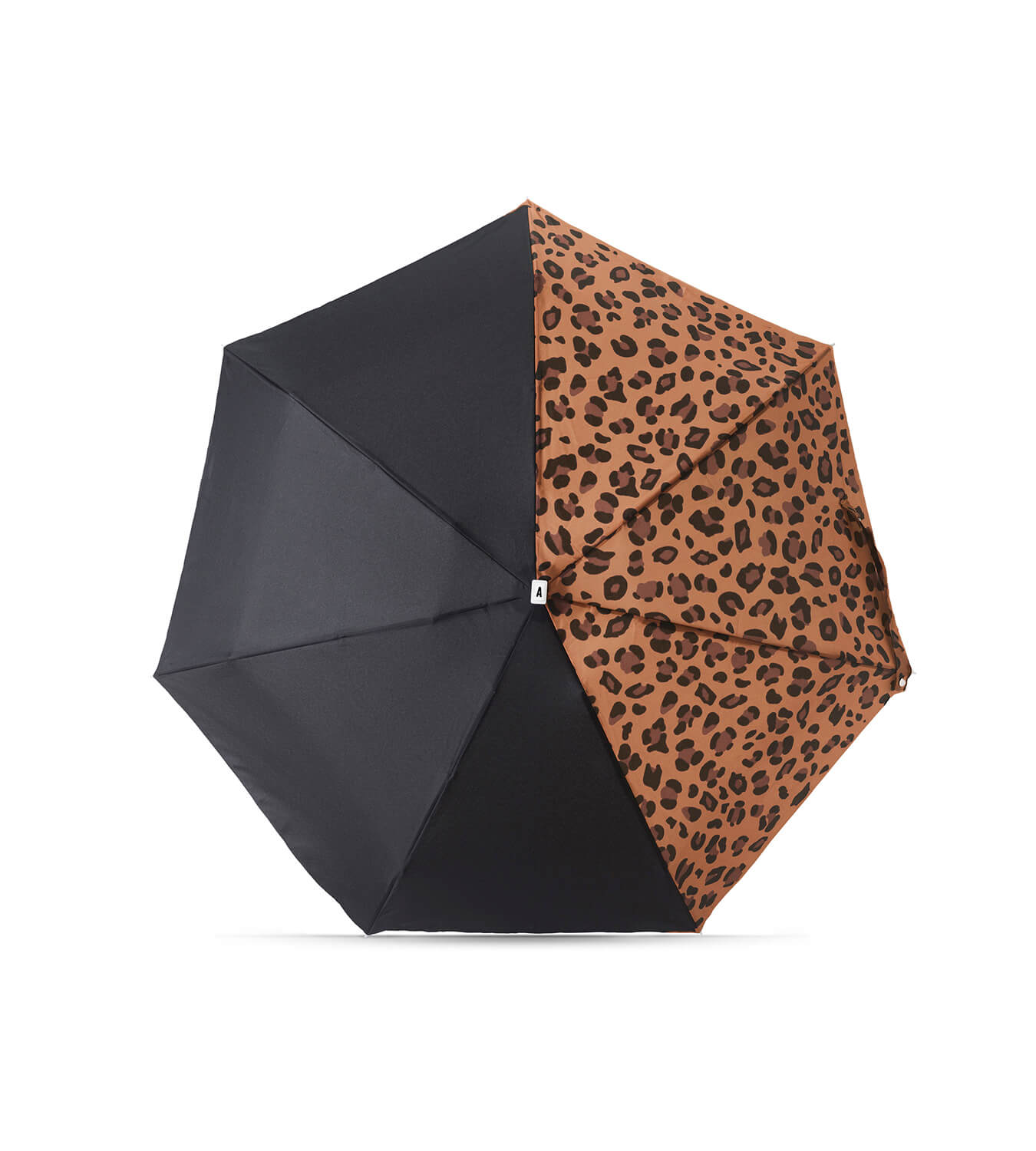 Mini parapluie micro et solide noir et léopard JULIETTE