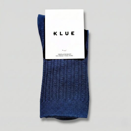 Chaussettes Pointelle en Maille Fines Côtes – Bleu Foncé (Navy)