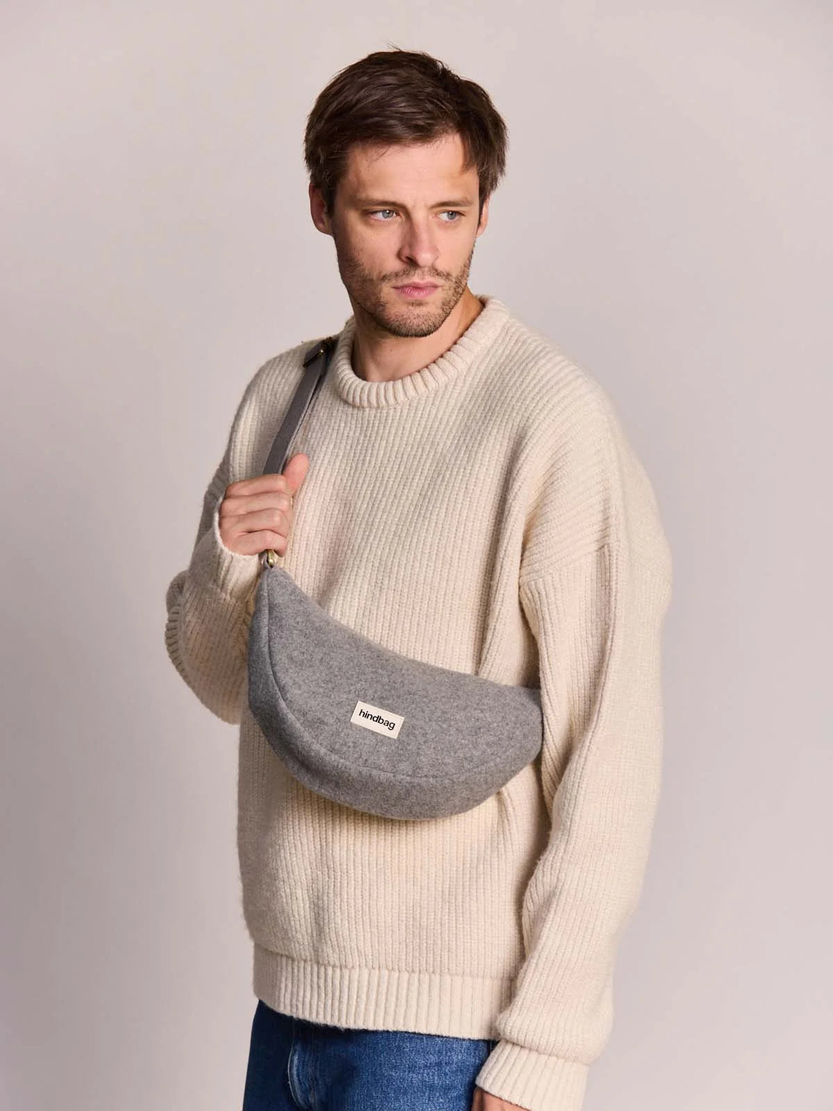Sac Bandoulière Andrea Effet Laine Grise