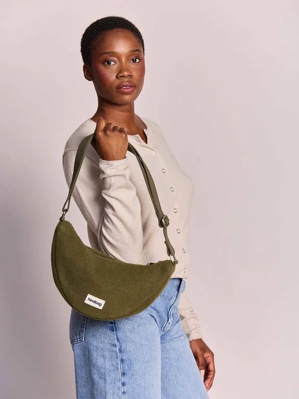 Sac Bandoulière Andrea Effet lainé khaki