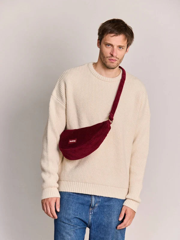 Sac Bandoulière Andrea Velours Bordeaux
