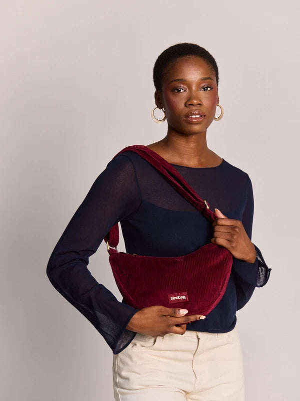 Sac Bandoulière Andrea Velours Bordeaux