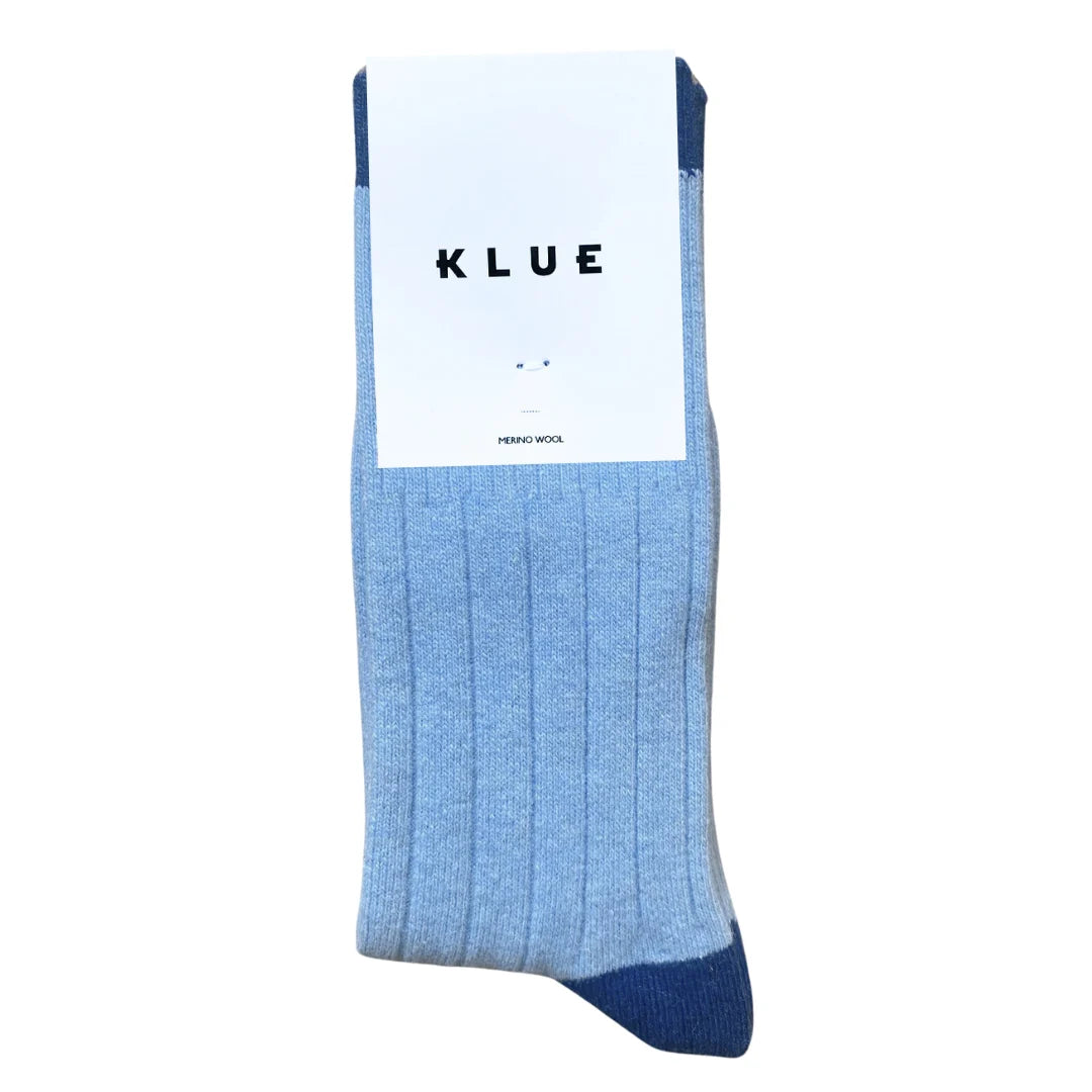 KLUE Chaussettes en laine mérinos avec bandes Grises et bleues