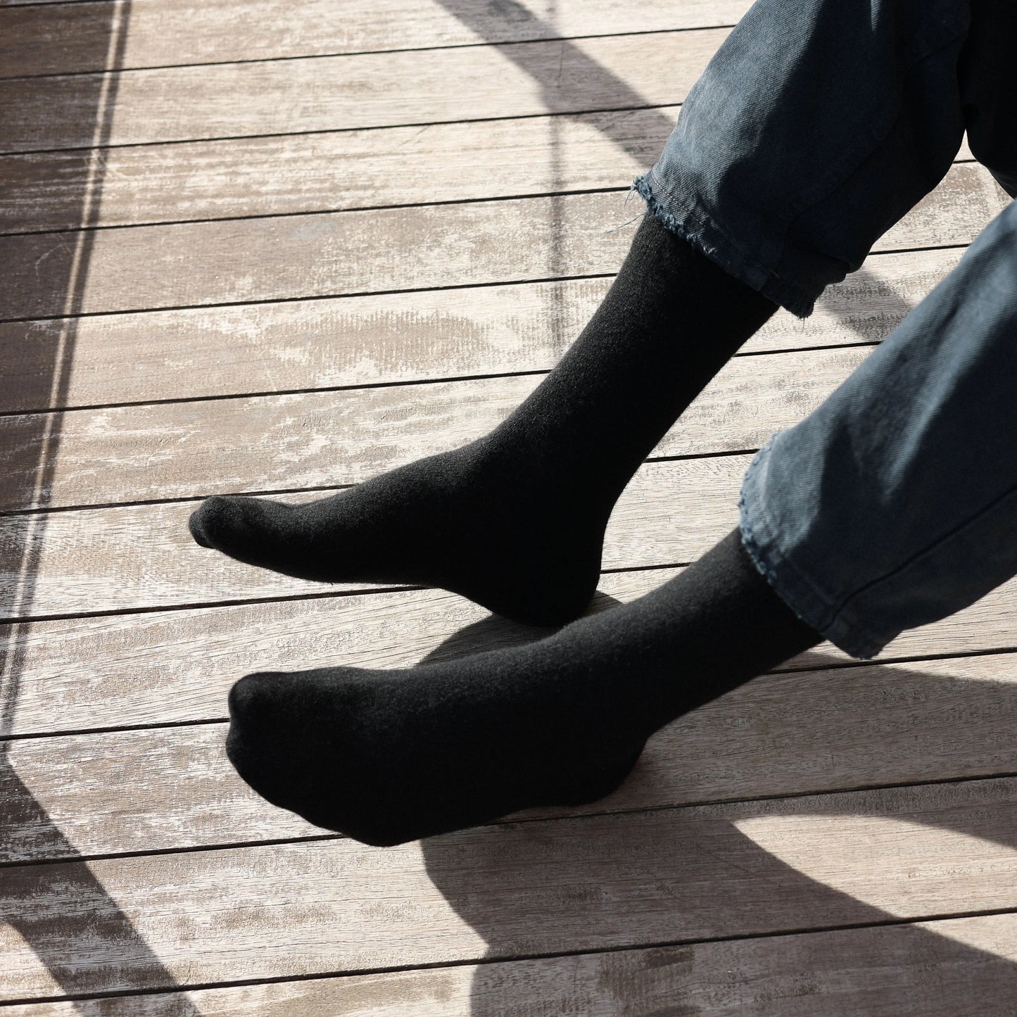 Chaussettes en laine mérinos unies Noir