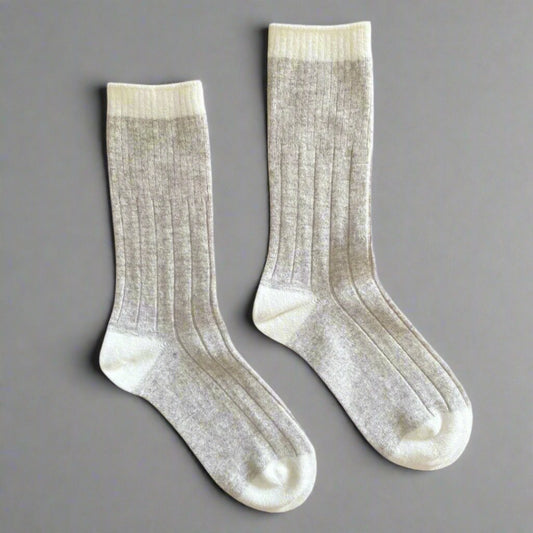 Chaussettes KLUE en Laine Mérinos avec Bandes Coloris Sand