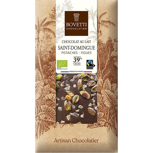 Tablette Chocolat au lait Saint Domingue Pistaches et Figues
