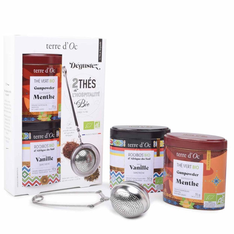 Coffret 2 Thés & Cuillère Filtre à Thé - Menthe/Rooibos Hospitalité