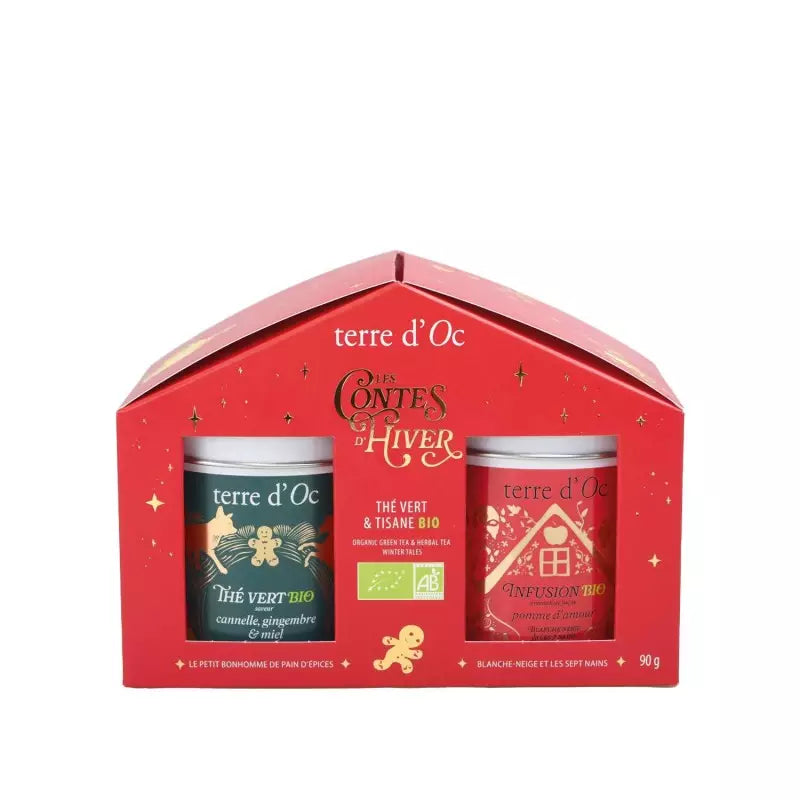 Duo de Noël thé vert et tisane bio - Cannelle et Pomme d'amour