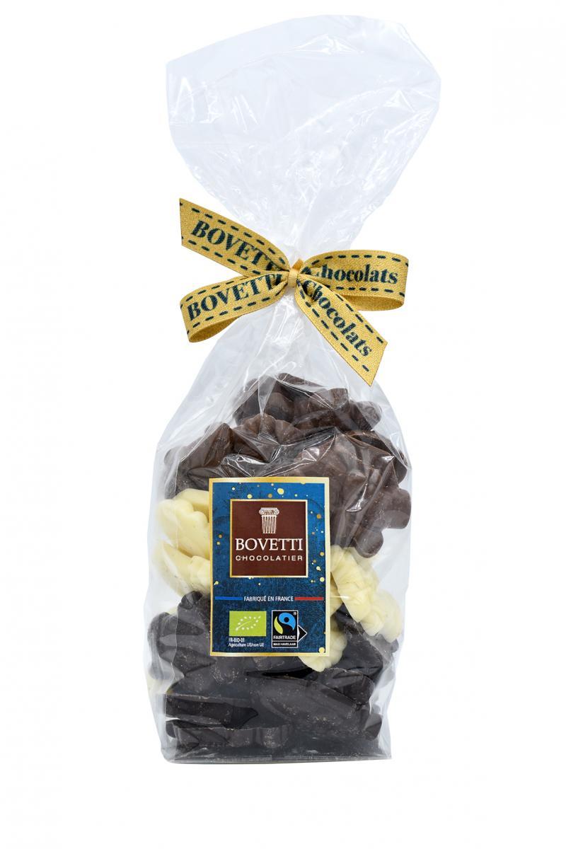 Petits sujets de Noël - Chocolat noir, lait et blanc 250g