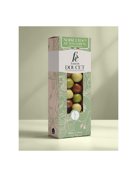 Noisettes de nos Forêts 160g - Noisettes au chocolat au lait et chocolat blanc