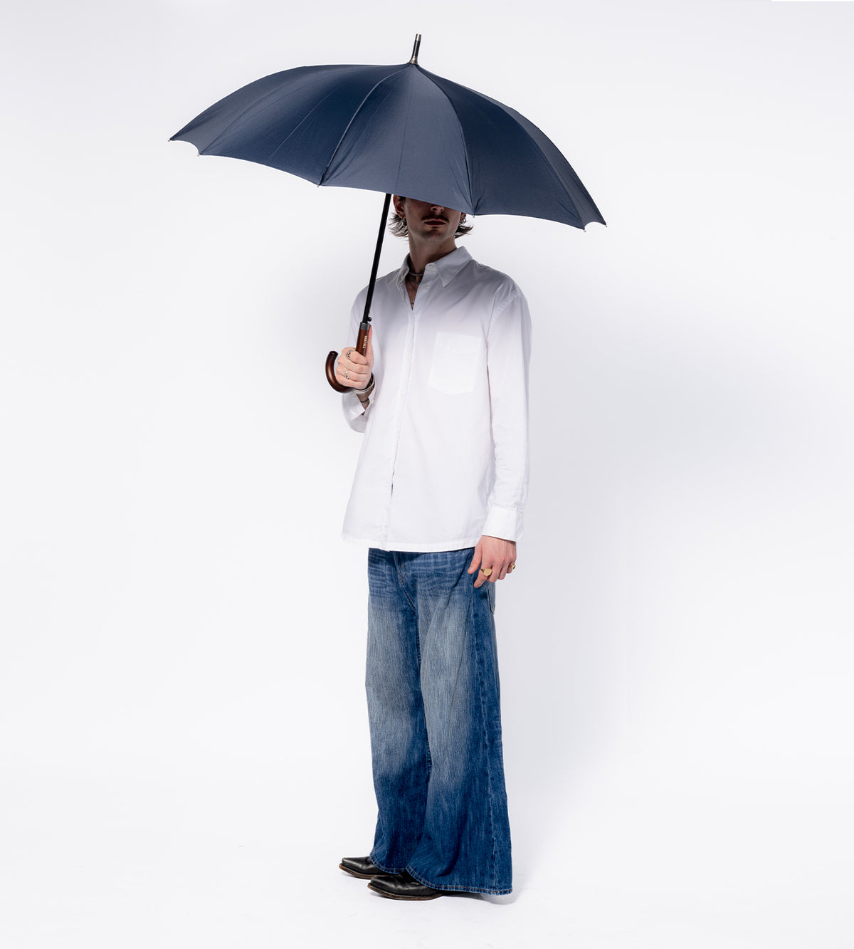 Grand parapluie droit classique bleu nuit COLETTE