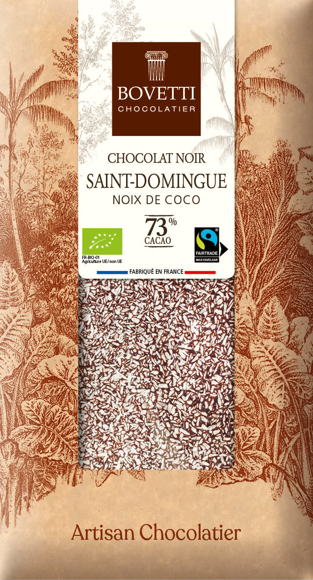 Tablette de chocolat noir à la noix de coco