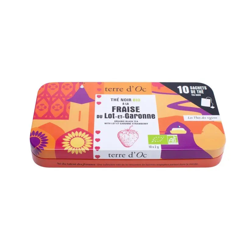 Thé Noir Bio Fraise du Lot-et-Garonne en sachets – Boîte Nomade